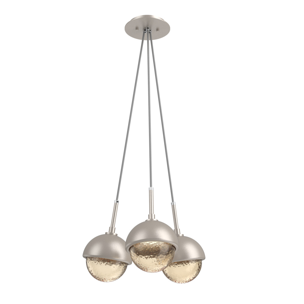 Cabochon Multi Light Pendant Single Port Canopy Beige Silver