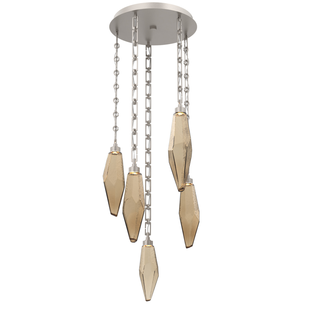 Rock Crystal Round 5pc Multi-Pendant with Chain