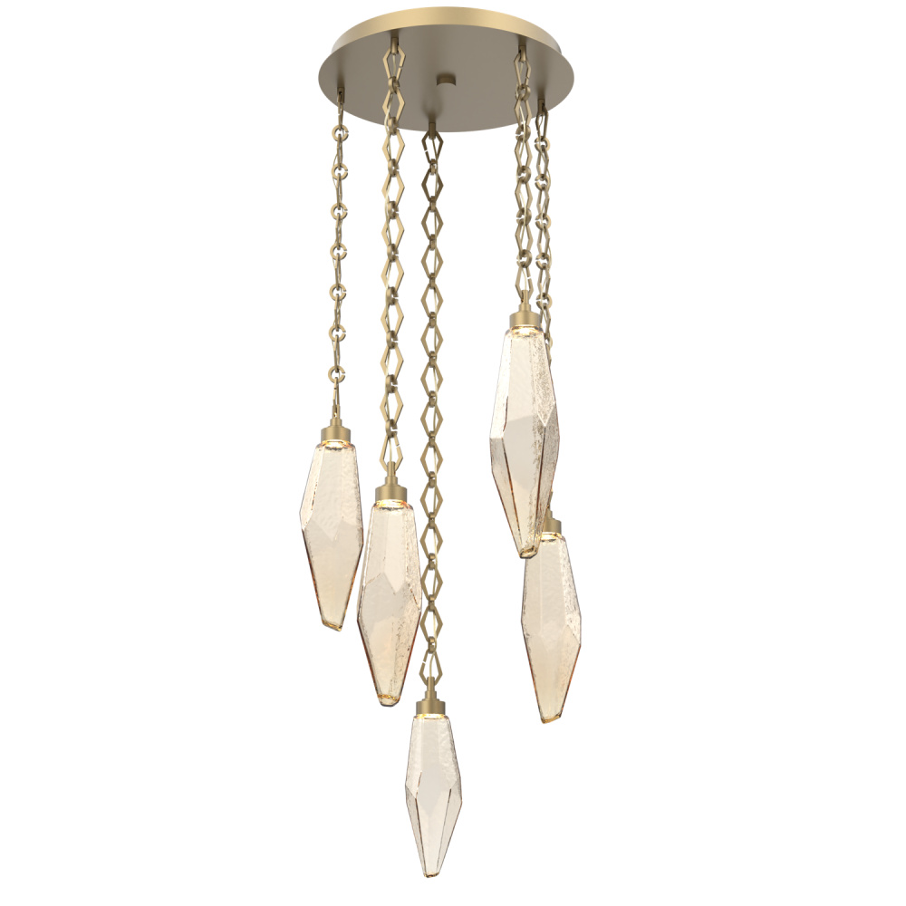 Rock Crystal Round 5pc Multi-Pendant with Chain