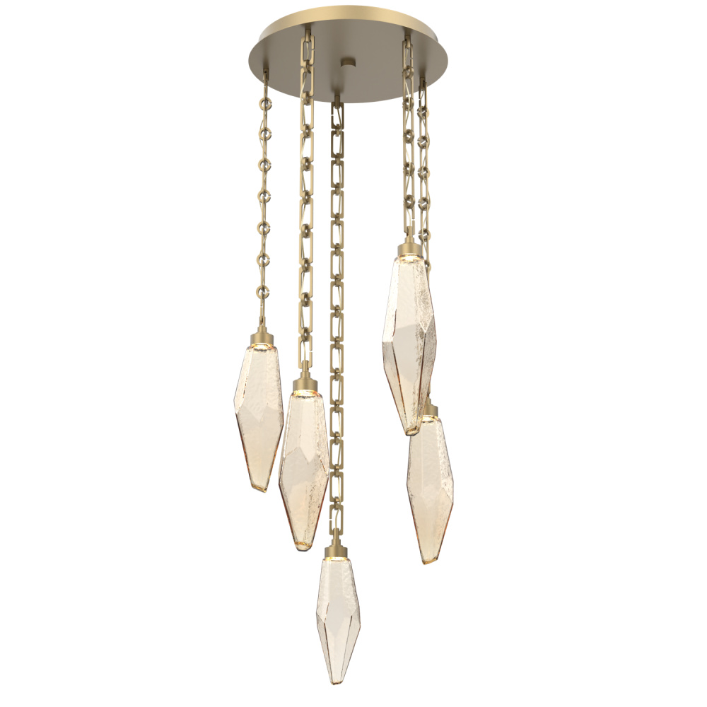 Rock Crystal Round Chain 5pc Multi-Pendant