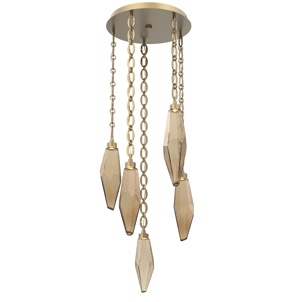 Rock Crystal Round 5pc Multi-Pendant with Chain