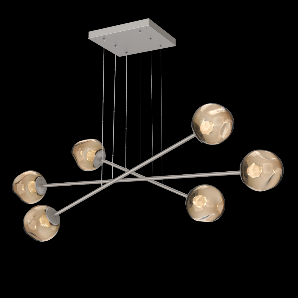 Luna Triple Moda-Beige Silver-Zircon Inner - Bronze Outer-Stainless Cable-LED 3000K