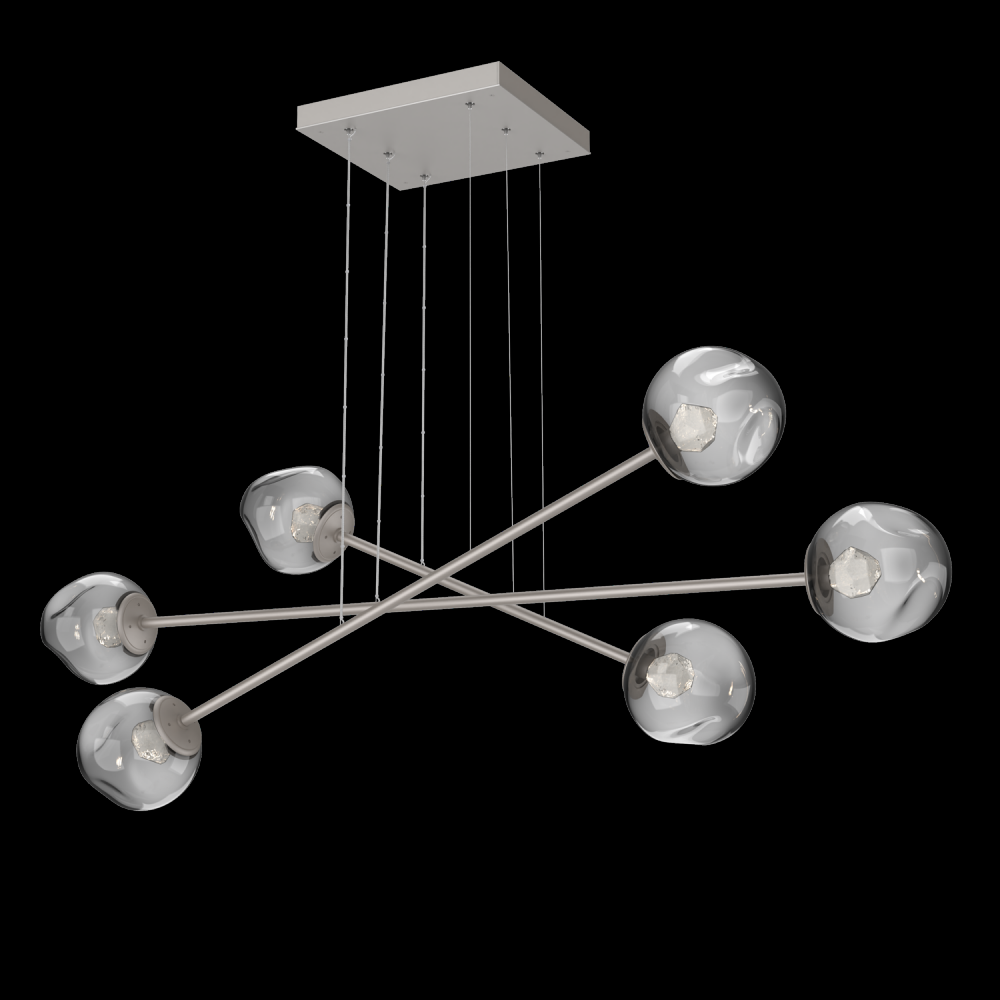 Luna Triple Moda-Beige Silver-Zircon Inner - Smoke Outer-Stainless Cable-LED 3000K