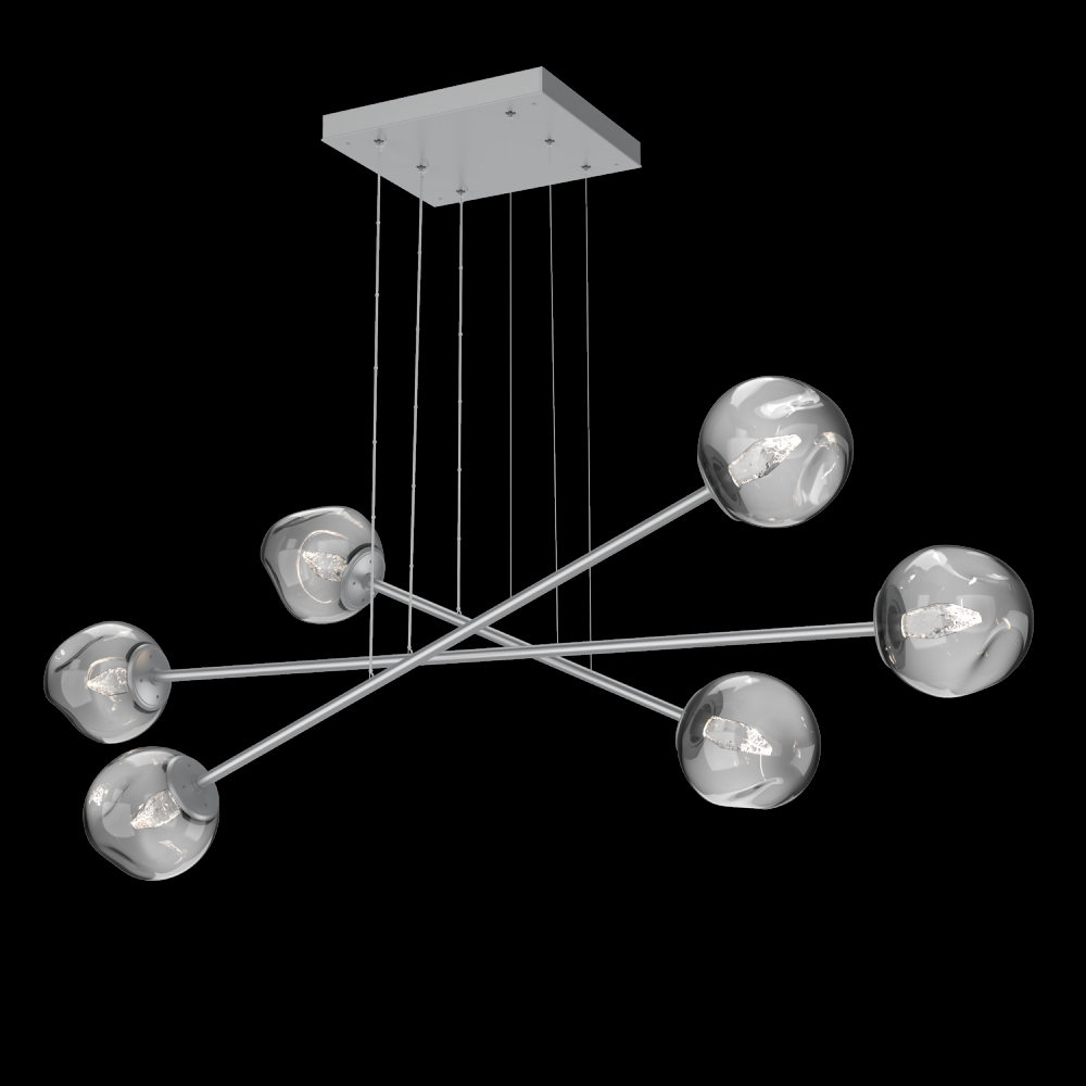 Luna Triple Moda-Classic Silver-Geo Inner - Smoke Outer-Stainless Cable-LED 3000K