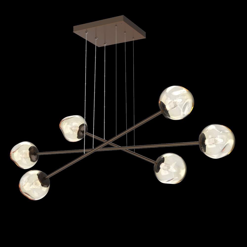 Luna Triple Moda-Flat Bronze-Geo Inner - Amber Outer-Stainless Cable-LED 3000K