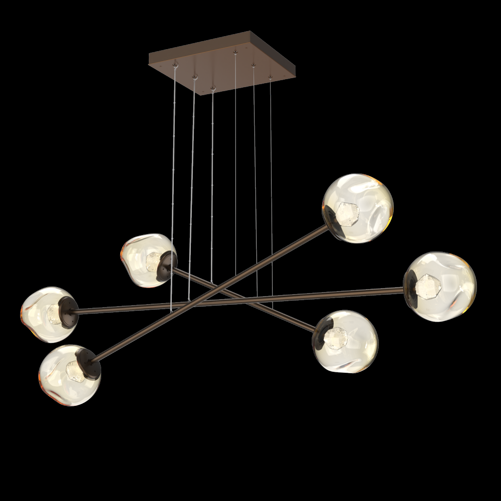 Luna Triple Moda-Flat Bronze-Zircon Inner - Amber Outer-Stainless Cable-LED 3000K