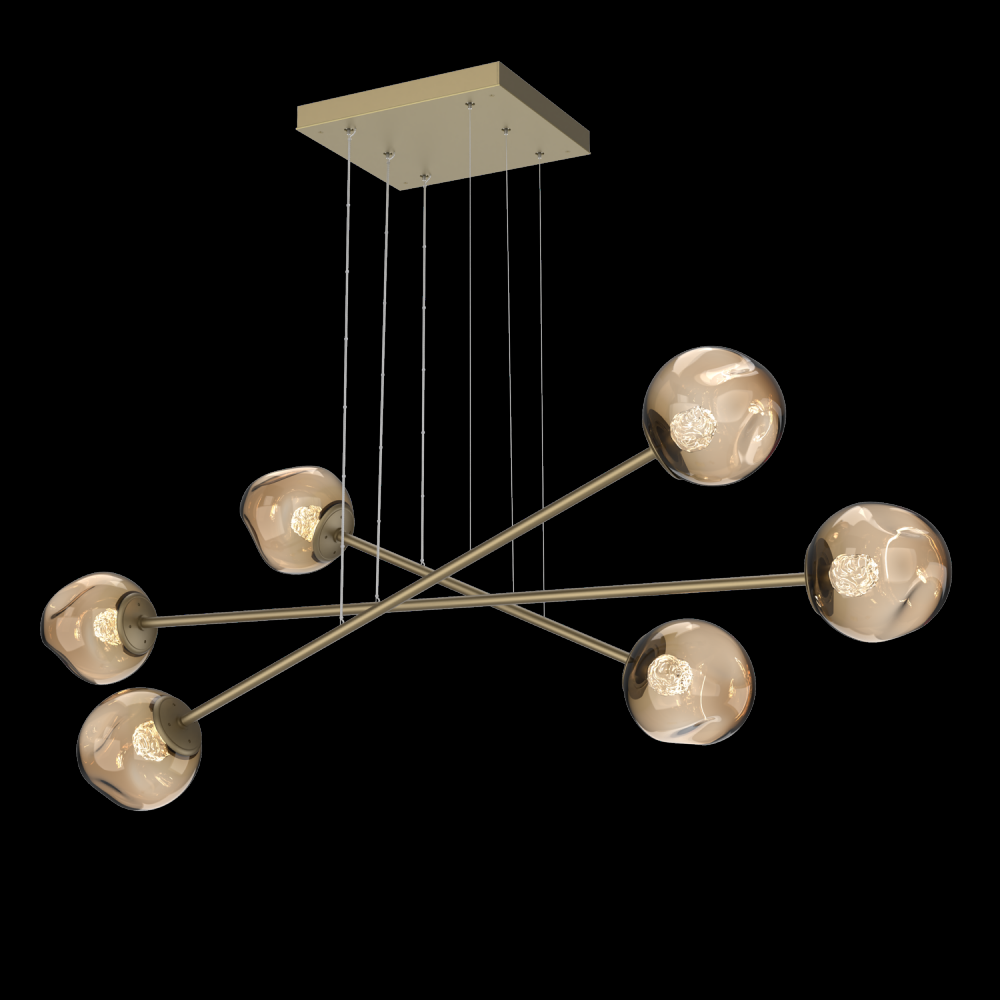 Luna Triple Moda-Gilded Brass-Floret Inner - Bronze Outer-Stainless Cable-LED 3000K