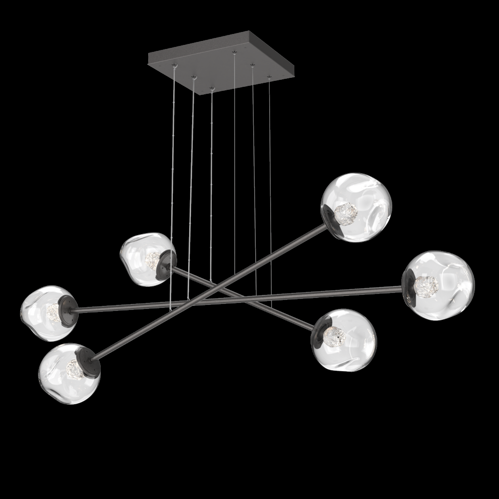 Luna Triple Moda-Graphite-Floret Inner - Clear Outer-Stainless Cable-LED 3000K