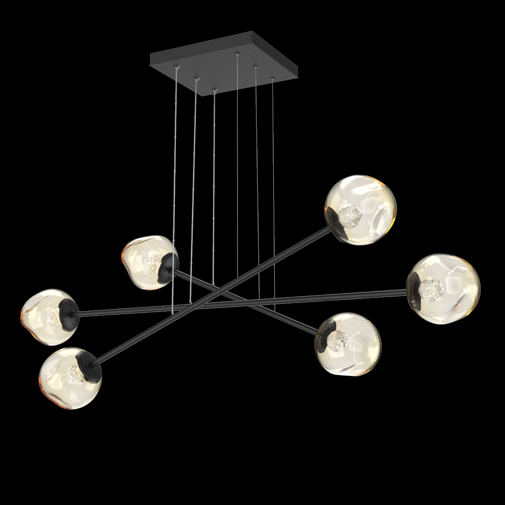 Luna Triple Moda-Matte Black-Floret Inner - Amber Outer-Stainless Cable-LED 3000K