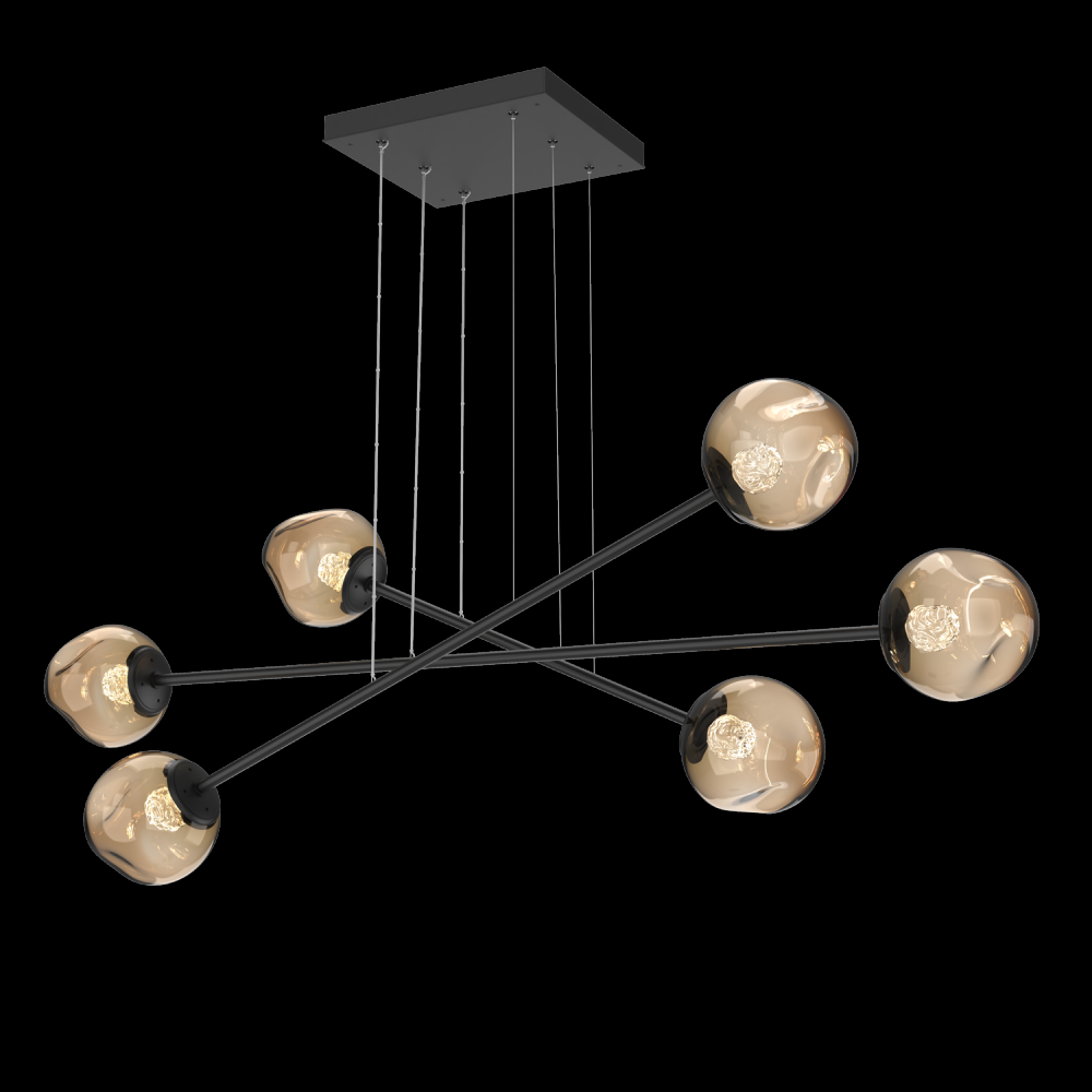 Luna Triple Moda-Matte Black-Floret Inner - Bronze Outer-Stainless Cable-LED 3000K