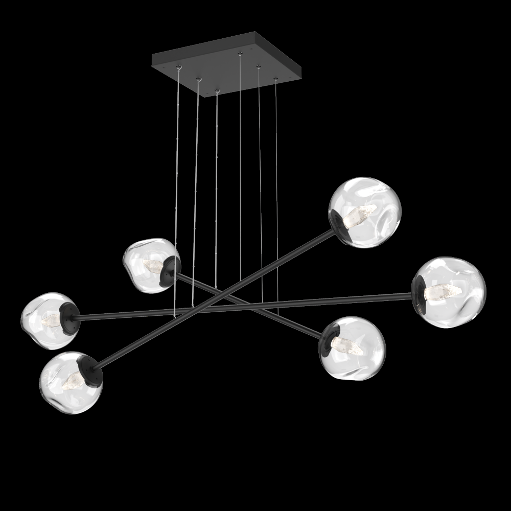 Luna Triple Moda-Matte Black-Geo Inner - Clear Outer-Stainless Cable-LED 3000K