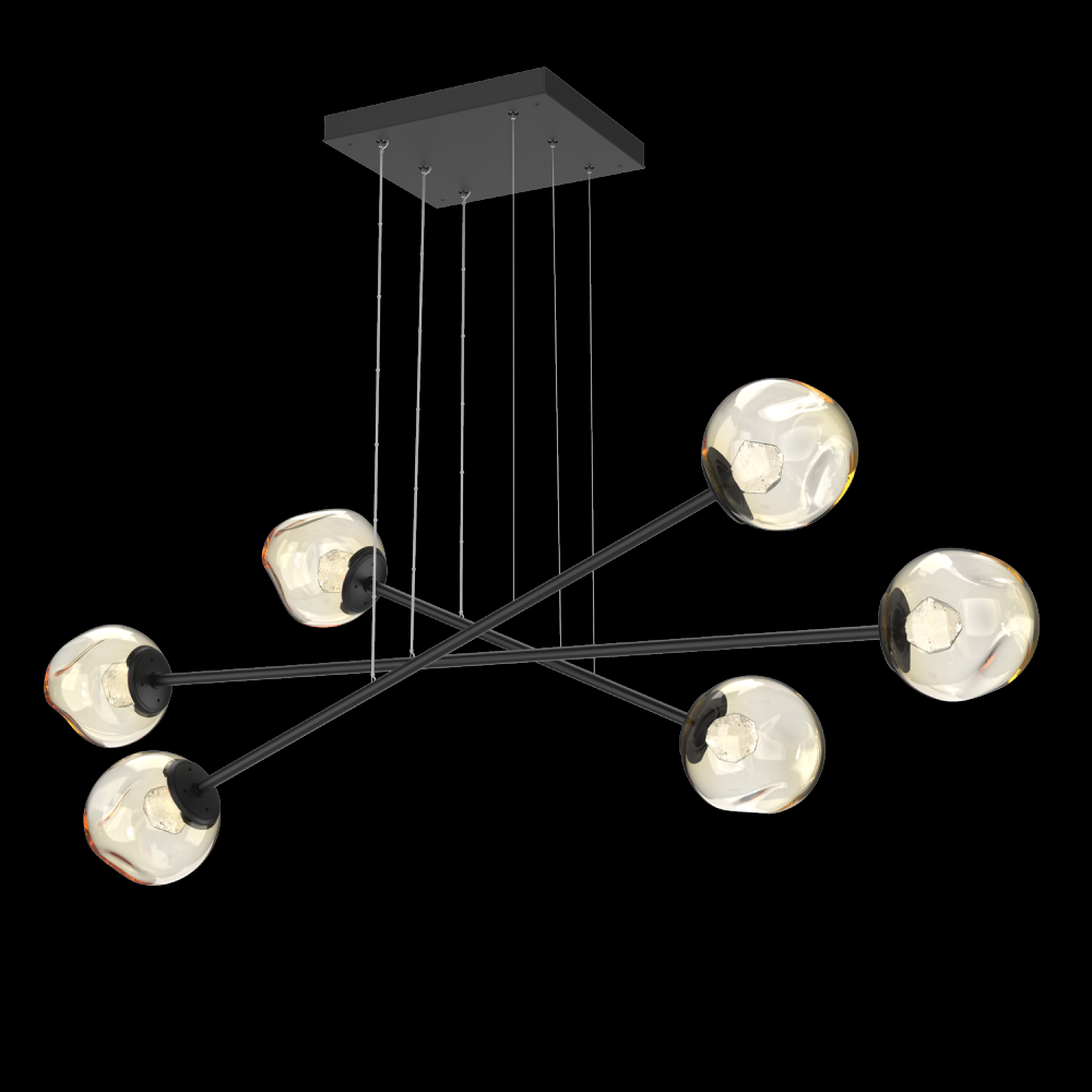 Luna Triple Moda-Matte Black-Zircon Inner - Amber Outer-Stainless Cable-LED 3000K