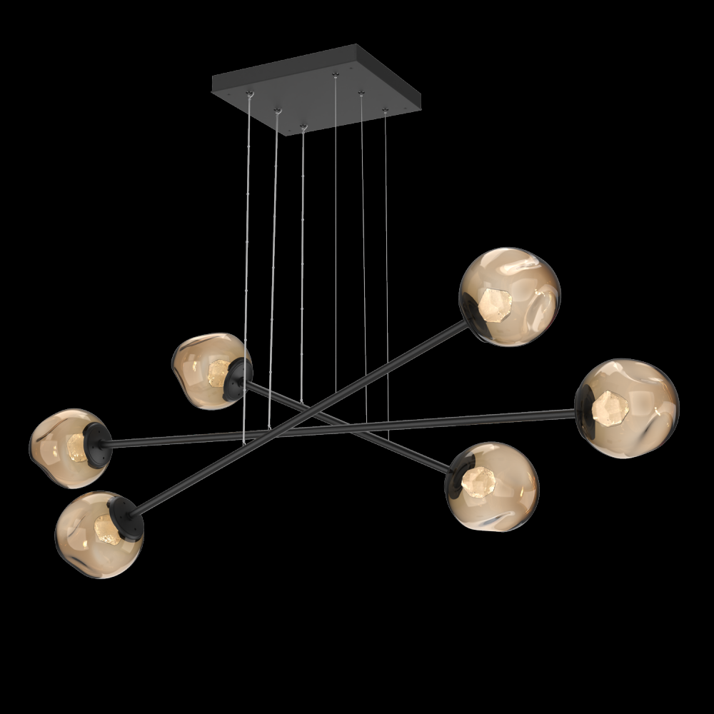 Luna Triple Moda-Matte Black-Zircon Inner - Bronze Outer-Stainless Cable-LED 3000K