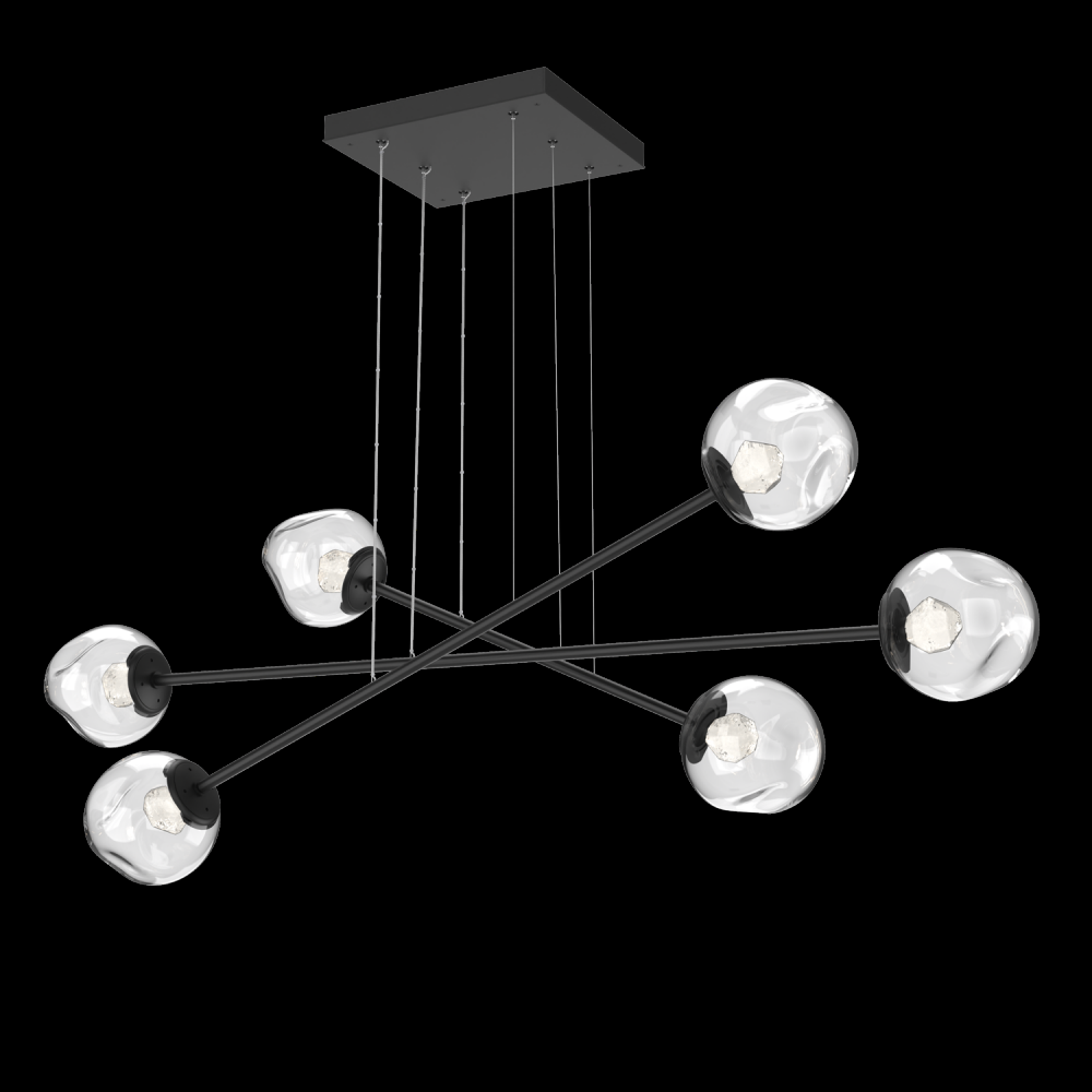 Luna Triple Moda-Matte Black-Zircon Inner - Clear Outer-Stainless Cable-LED 2700K