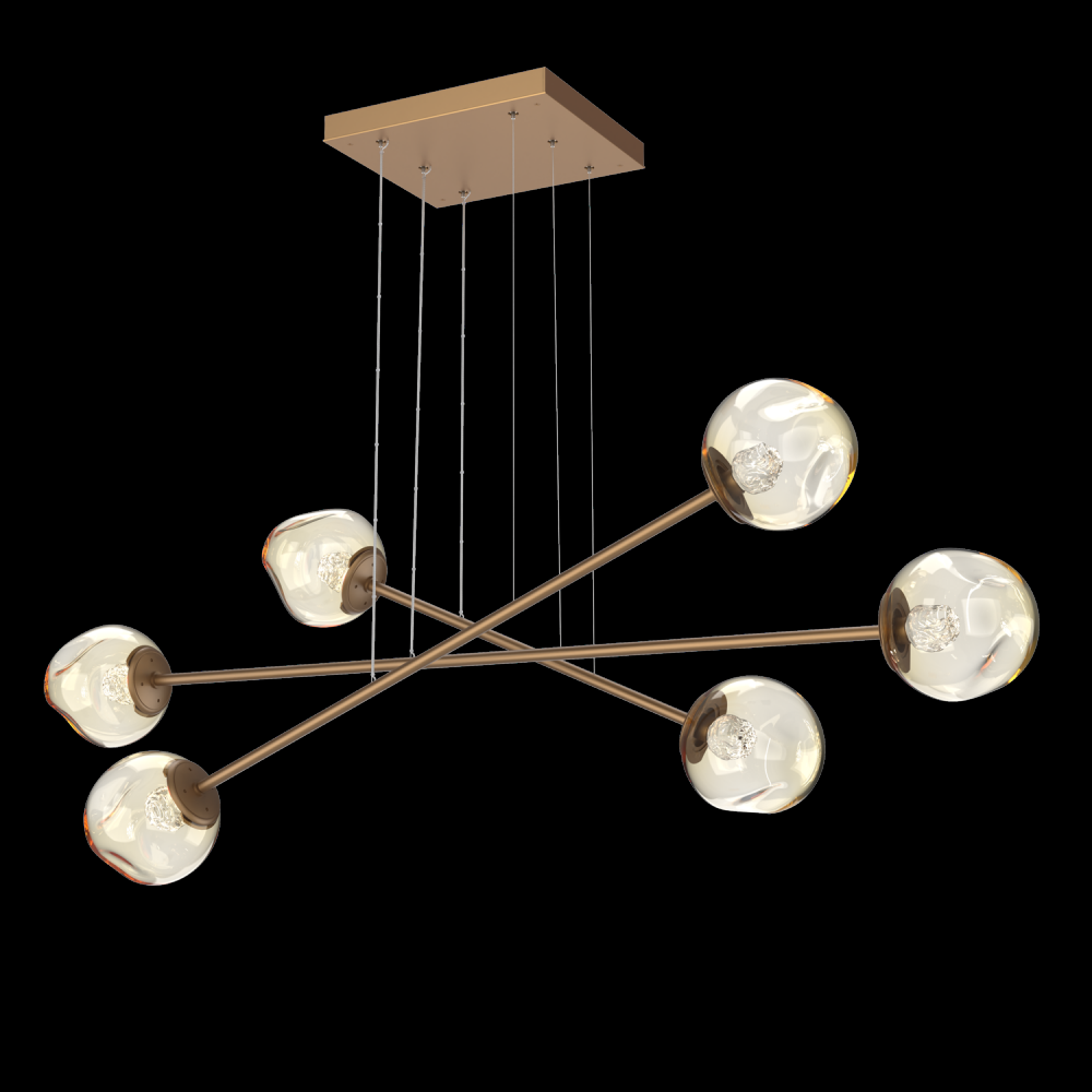 Luna Triple Moda-Novel Brass-Floret Inner - Amber Outer-Stainless Cable-LED 3000K