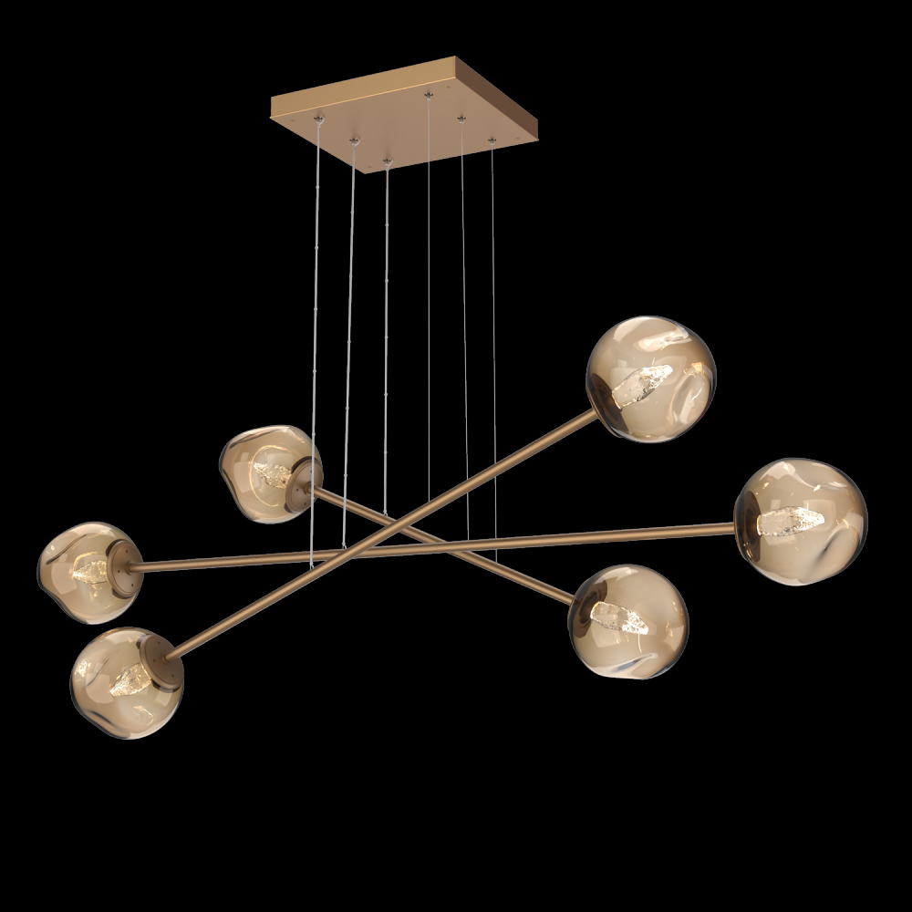 Luna Triple Moda-Novel Brass-Geo Inner - Bronze Outer-Stainless Cable-LED 3000K