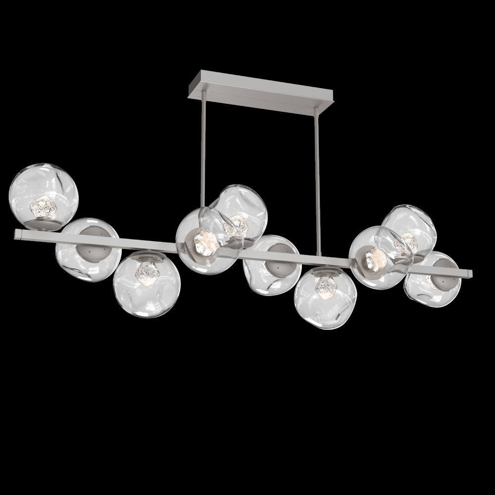 Luna 10pc Twisted Branch-Beige Silver-Zircon Inner - Clear Outer-Threaded Rod Suspension-LED 3000K