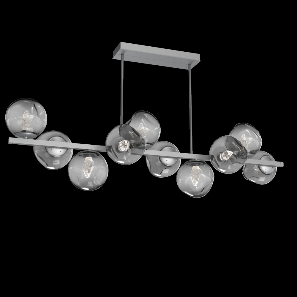 Luna 10pc Twisted Branch-Classic Silver-Geo Inner - Smoke Outer-Threaded Rod Suspension-LED 3000K