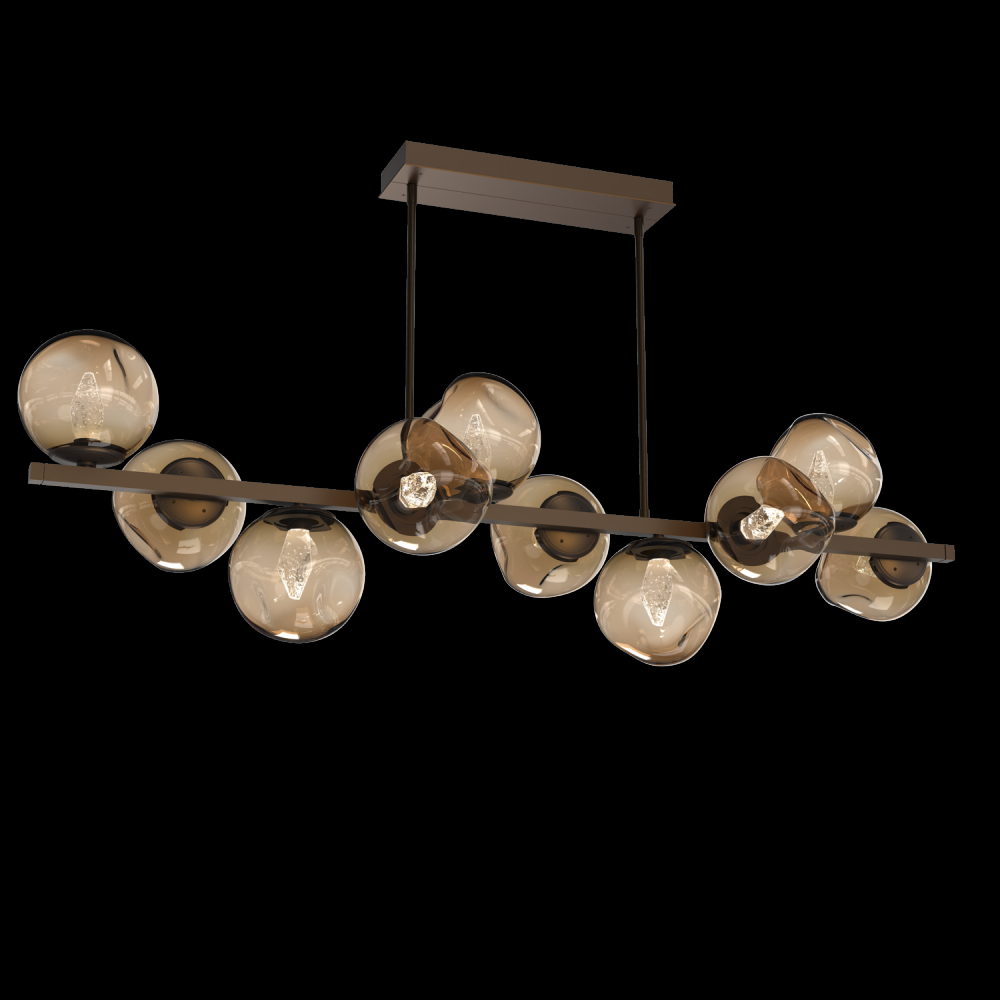 Luna 10pc Twisted Branch-Flat Bronze-Geo Inner - Bronze Outer-Threaded Rod Suspension-LED 3000K
