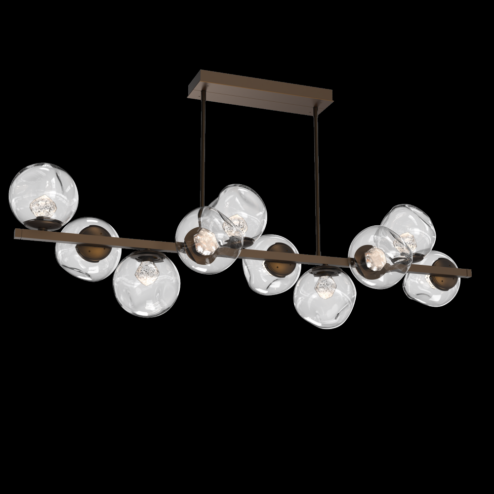 Luna 10pc Twisted Branch-Flat Bronze-Zircon Inner - Clear Outer-Threaded Rod Suspension-LED 2700K