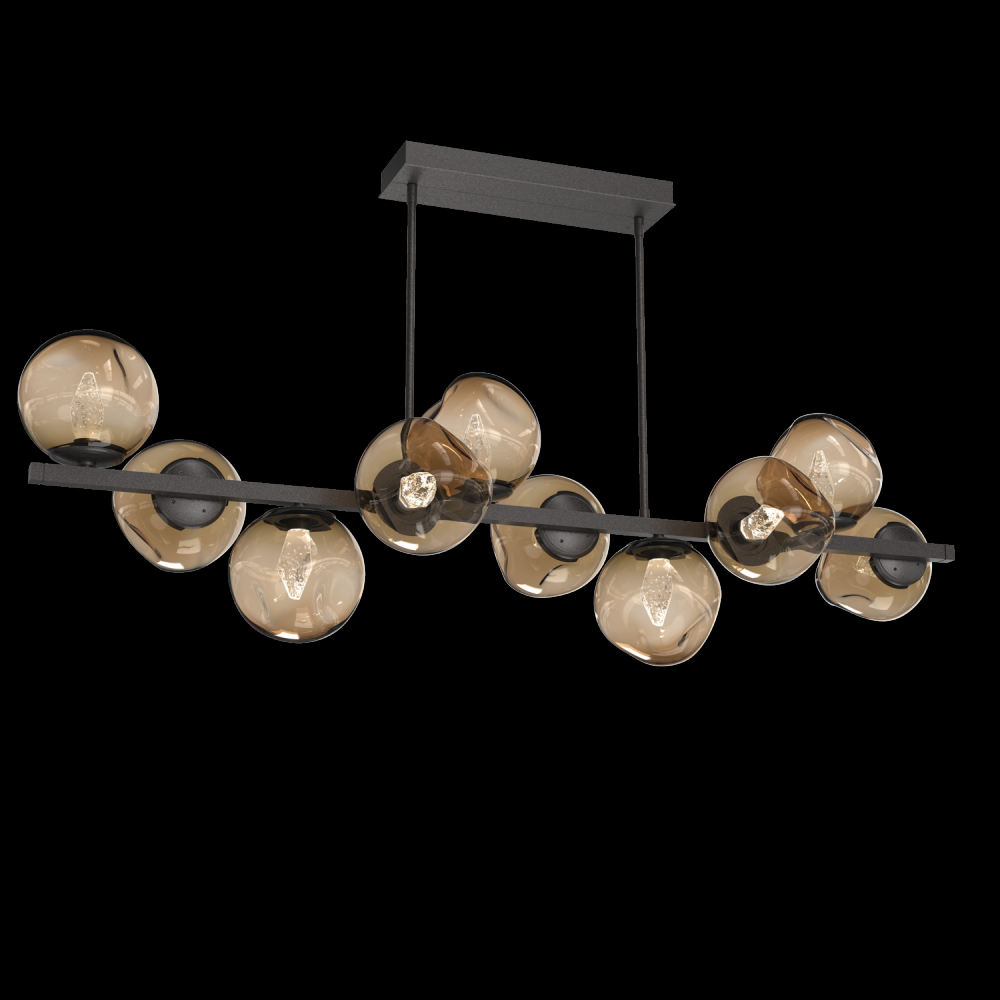 Luna 10pc Twisted Branch-Graphite-Geo Inner - Bronze Outer-Threaded Rod Suspension-LED 3000K