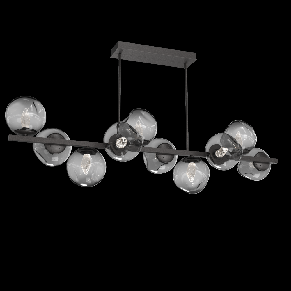 Luna 10pc Twisted Branch-Graphite-Geo Inner - Smoke Outer-Threaded Rod Suspension-LED 3000K