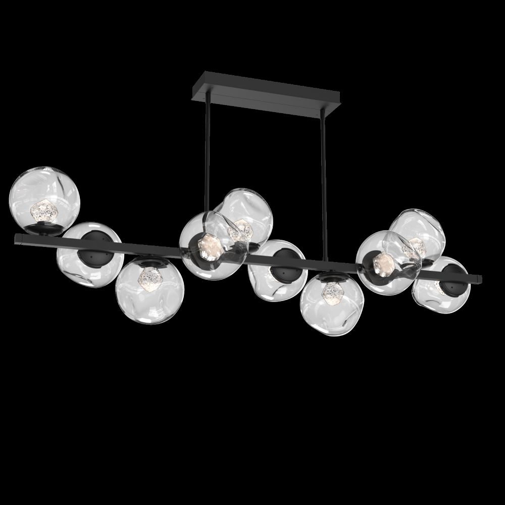 Luna 10pc Twisted Branch-Matte Black-Zircon Inner - Clear Outer-Threaded Rod Suspension-LED 2700K