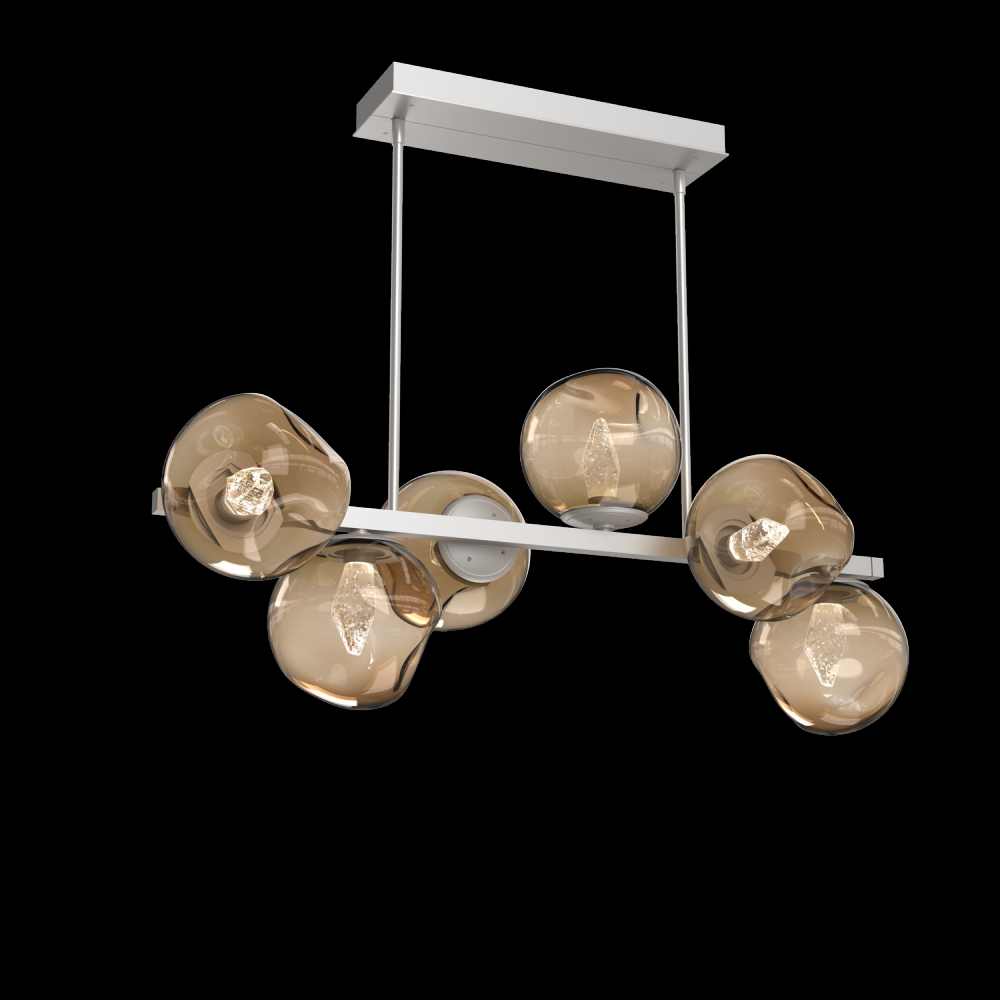 Luna 6pc Twisted Branch-Beige Silver-Geo Inner - Bronze Outer-Threaded Rod Suspension-LED 3000K