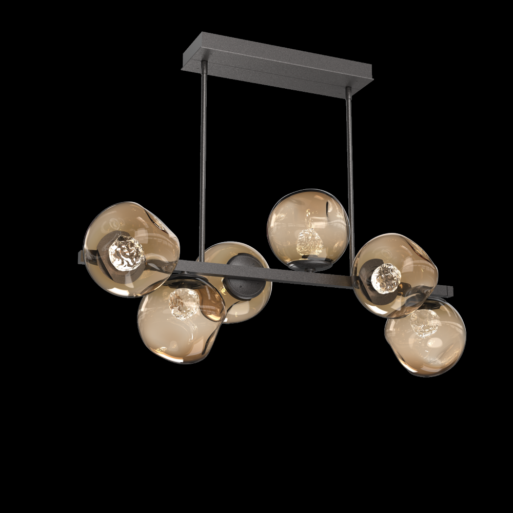 Luna 6pc Twisted Branch-Graphite-Floret Inner - Bronze Outer-Threaded Rod Suspension-LED 2700K