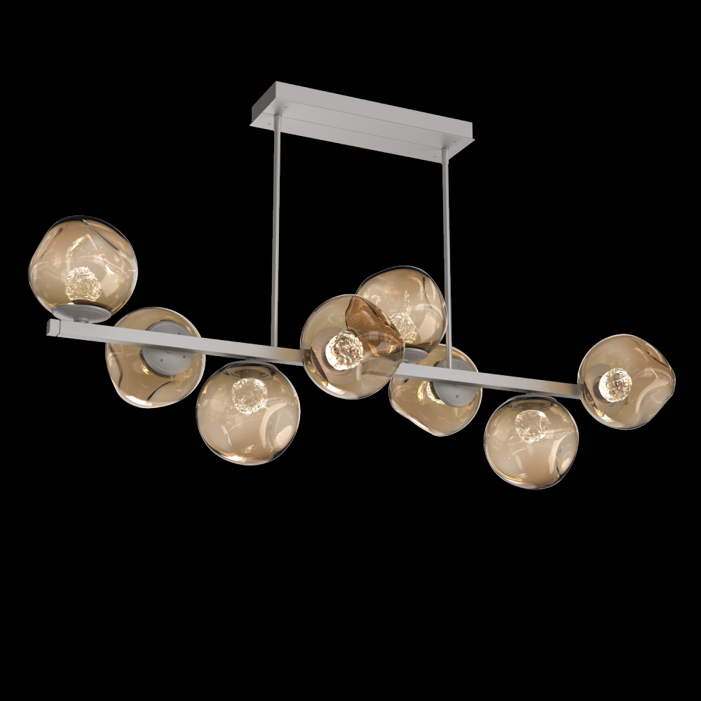 Luna 8pc Twisted Branch-Beige Silver-Floret Inner - Bronze Outer-Threaded Rod Suspension-LED 2700K