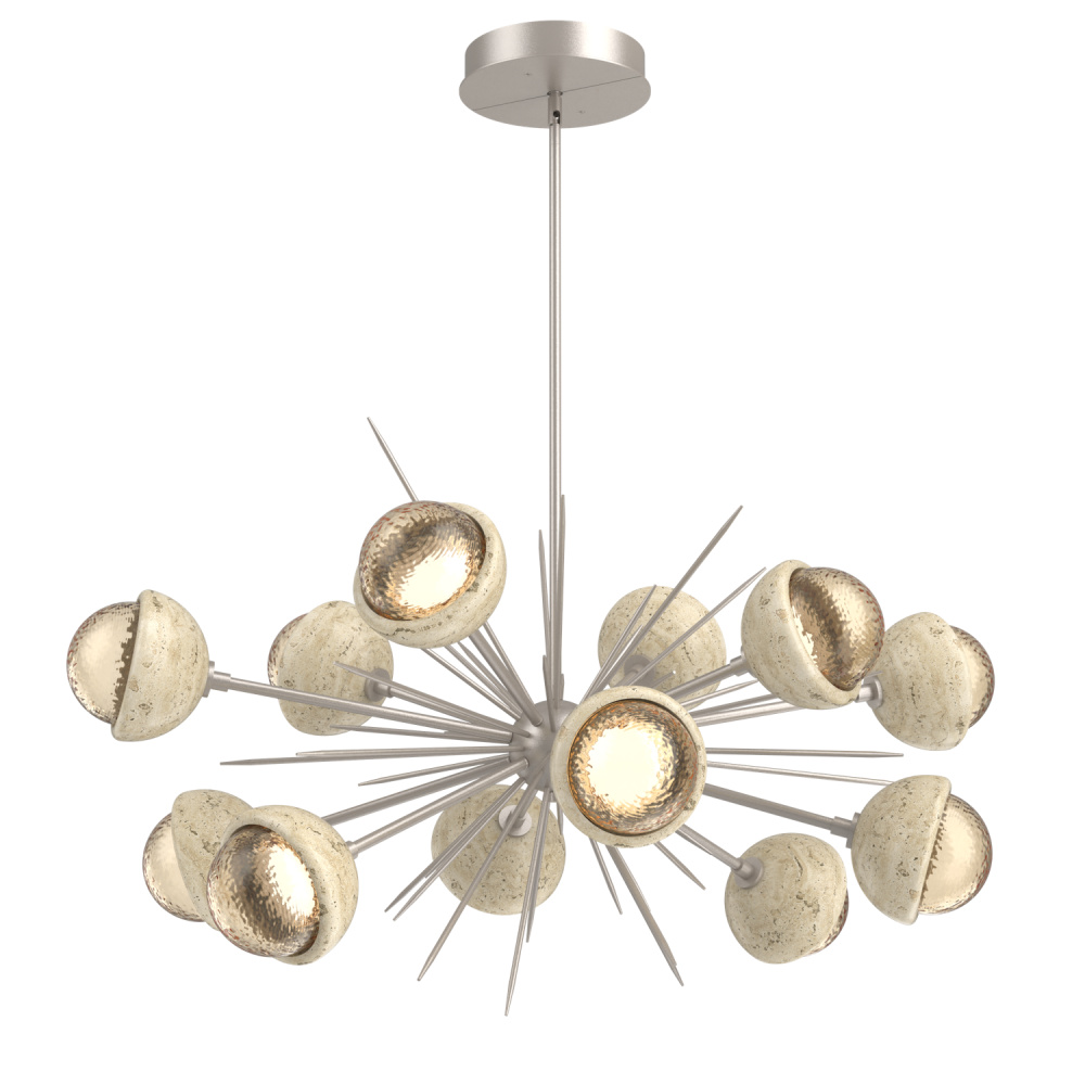 Cabochon Chandelier Large Pendant Beige Silver