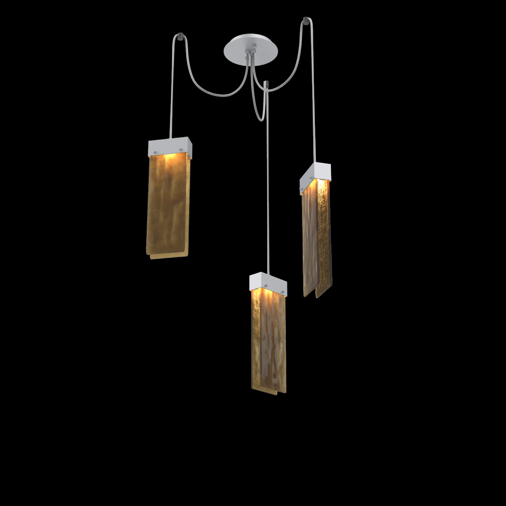 Parallel Glass Round 3pc Swag Multi-Pendant