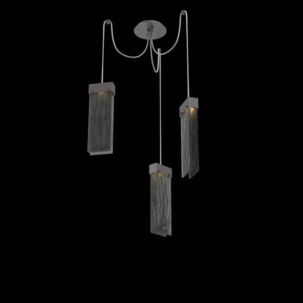 Parallel Glass Round 3pc Swag Multi-Pendant