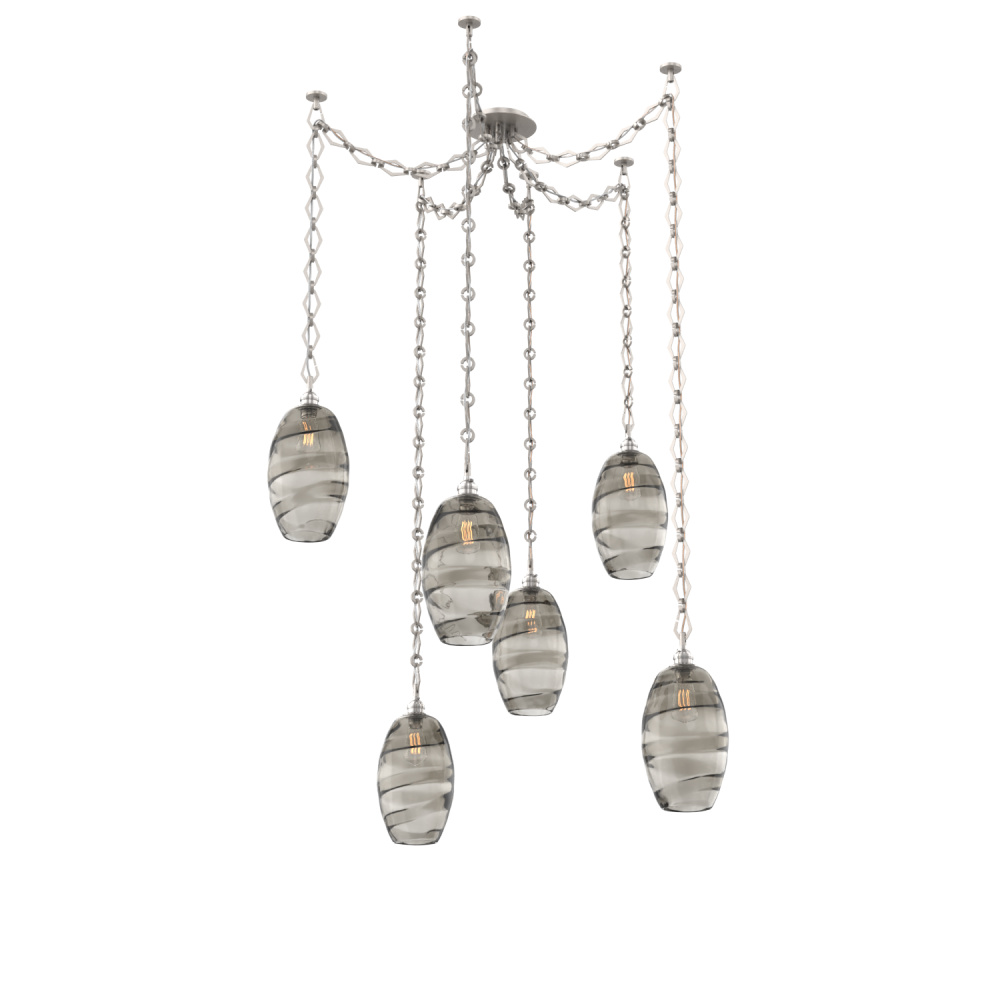 Ellisse Multi Light Pendant Multi Port Canopy Beige Silver