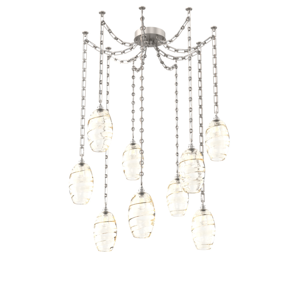 Ellisse Multi Light Pendant Multi Port Canopy Beige Silver