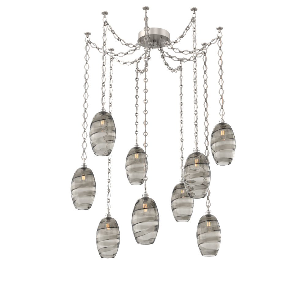 Ellisse Multi Light Pendant Multi Port Canopy Beige Silver