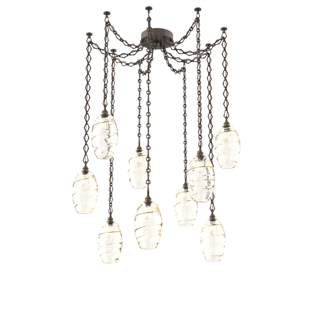 Ellisse Multi Light Pendant Multi Port Canopy Flat Bronze