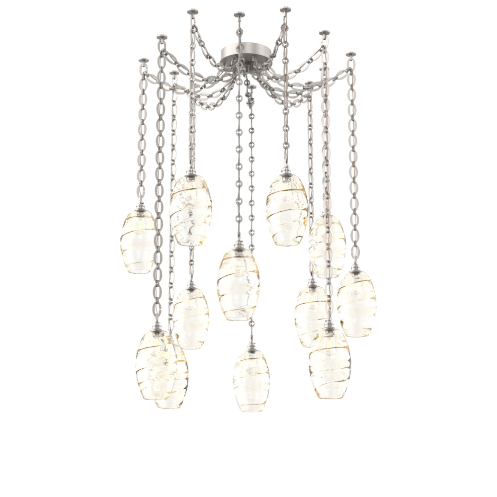 Ellisse Multi Light Pendant Multi Port Canopy Beige Silver