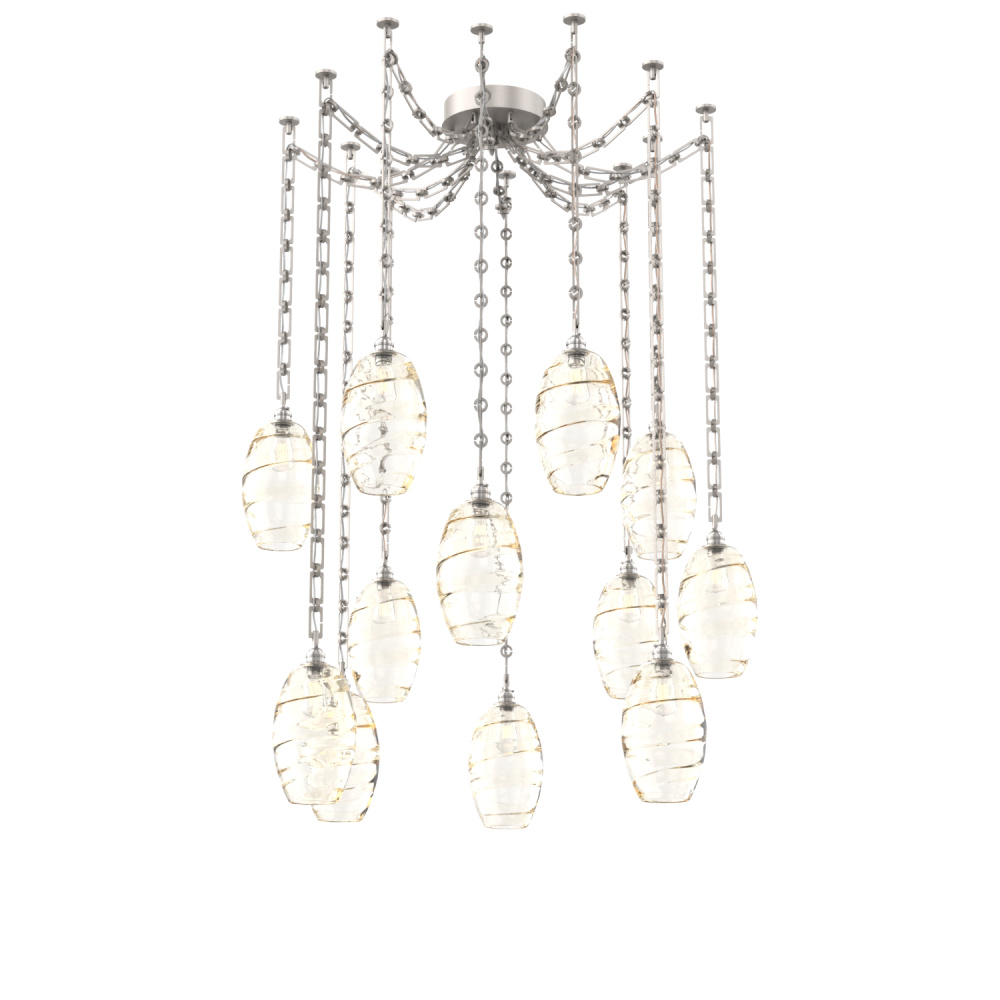 Ellisse Multi Light Pendant Multi Port Canopy Beige Silver