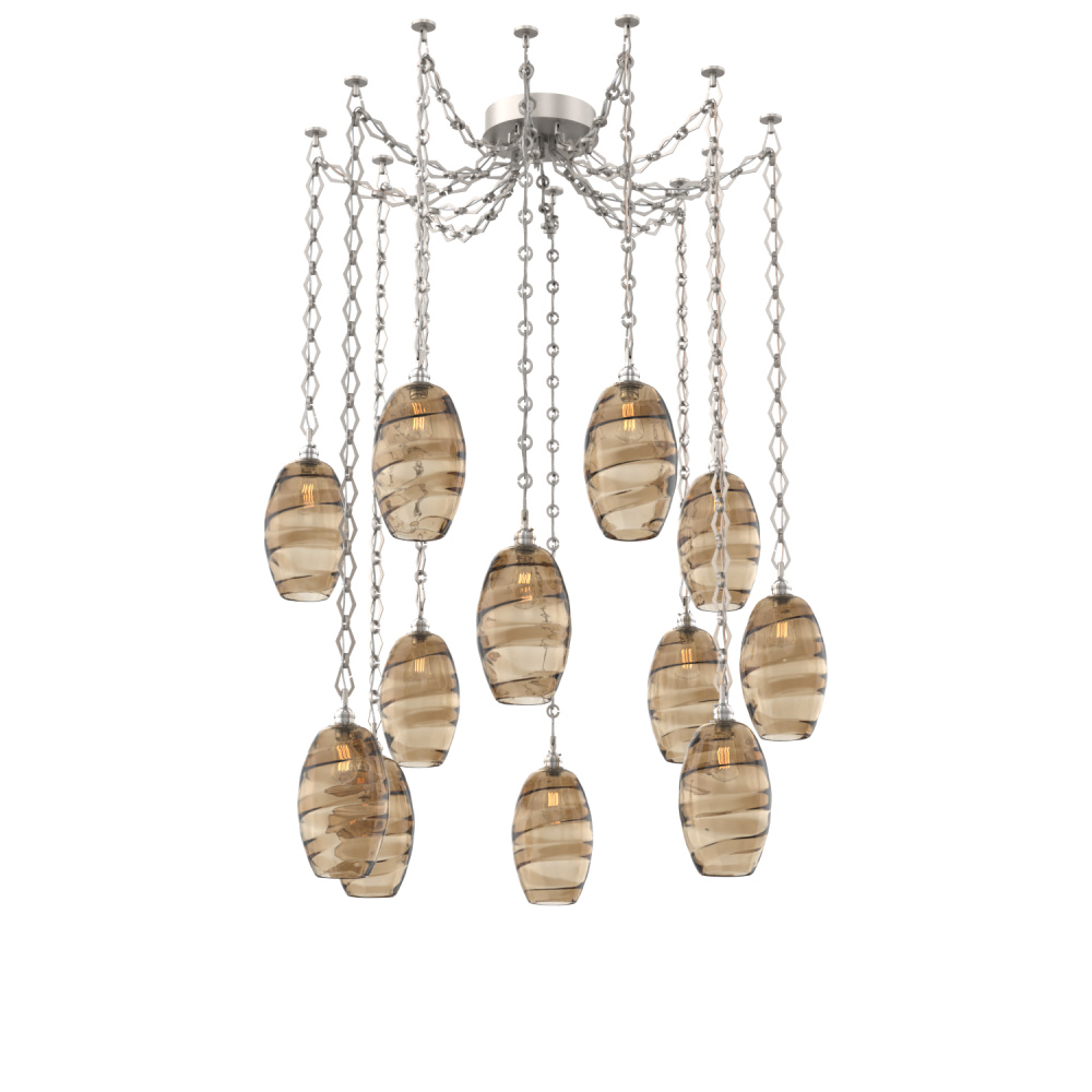 Ellisse Multi Light Pendant Multi Port Canopy Beige Silver