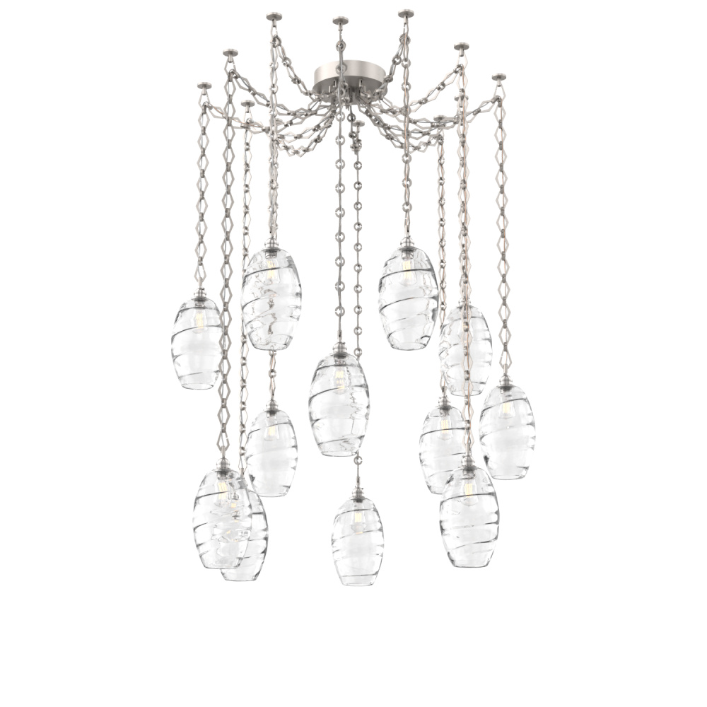 Ellisse Multi Light Pendant Multi Port Canopy Beige Silver