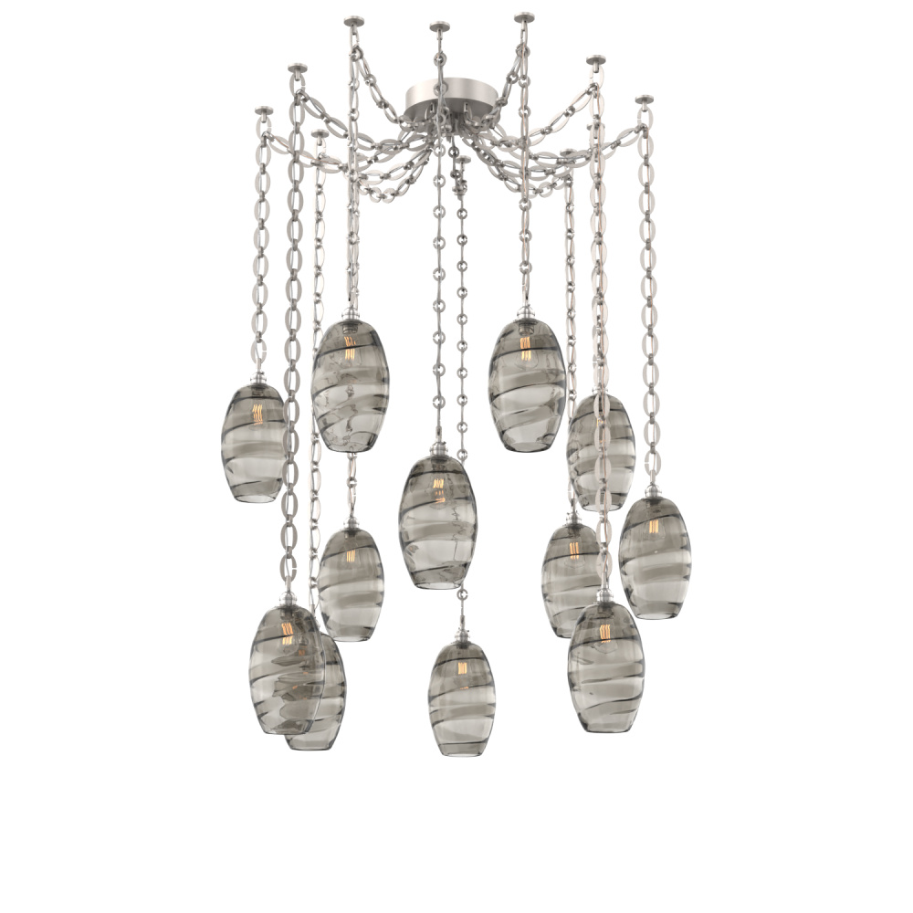 Ellisse Multi Light Pendant Multi Port Canopy Beige Silver