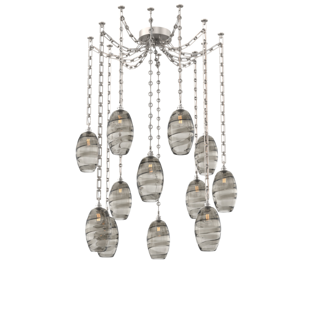 Ellisse Multi Light Pendant Multi Port Canopy Beige Silver