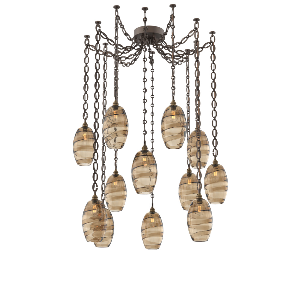 Ellisse Multi Light Pendant Multi Port Canopy Flat Bronze