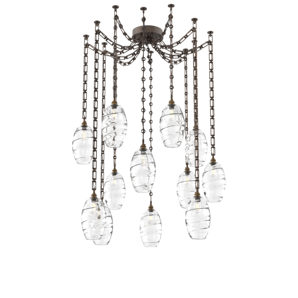 Ellisse Multi Light Pendant Multi Port Canopy Flat Bronze