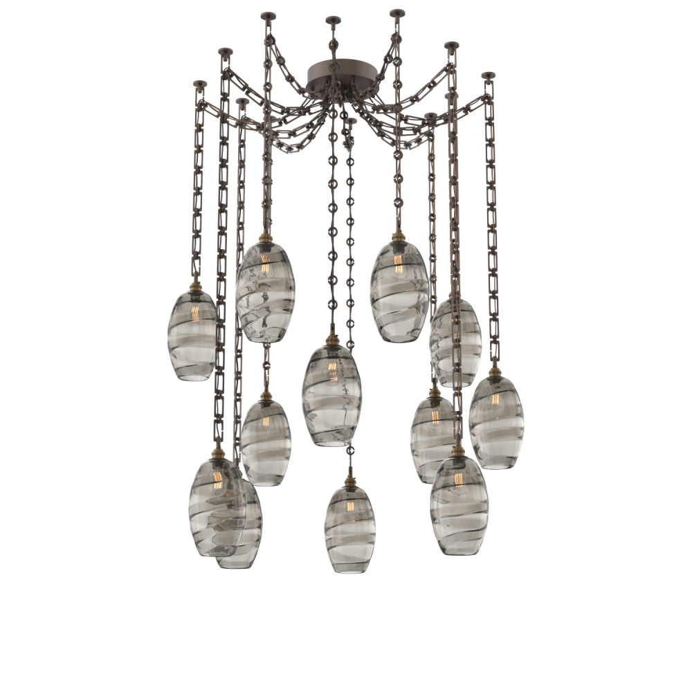 Ellisse Multi Light Pendant Multi Port Canopy Flat Bronze