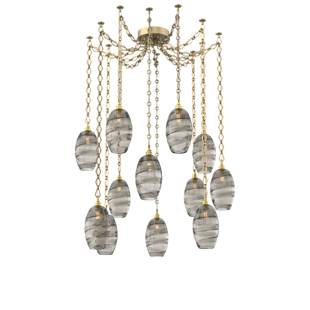 Ellisse Multi Light Pendant Multi Port Canopy Gilded Brass