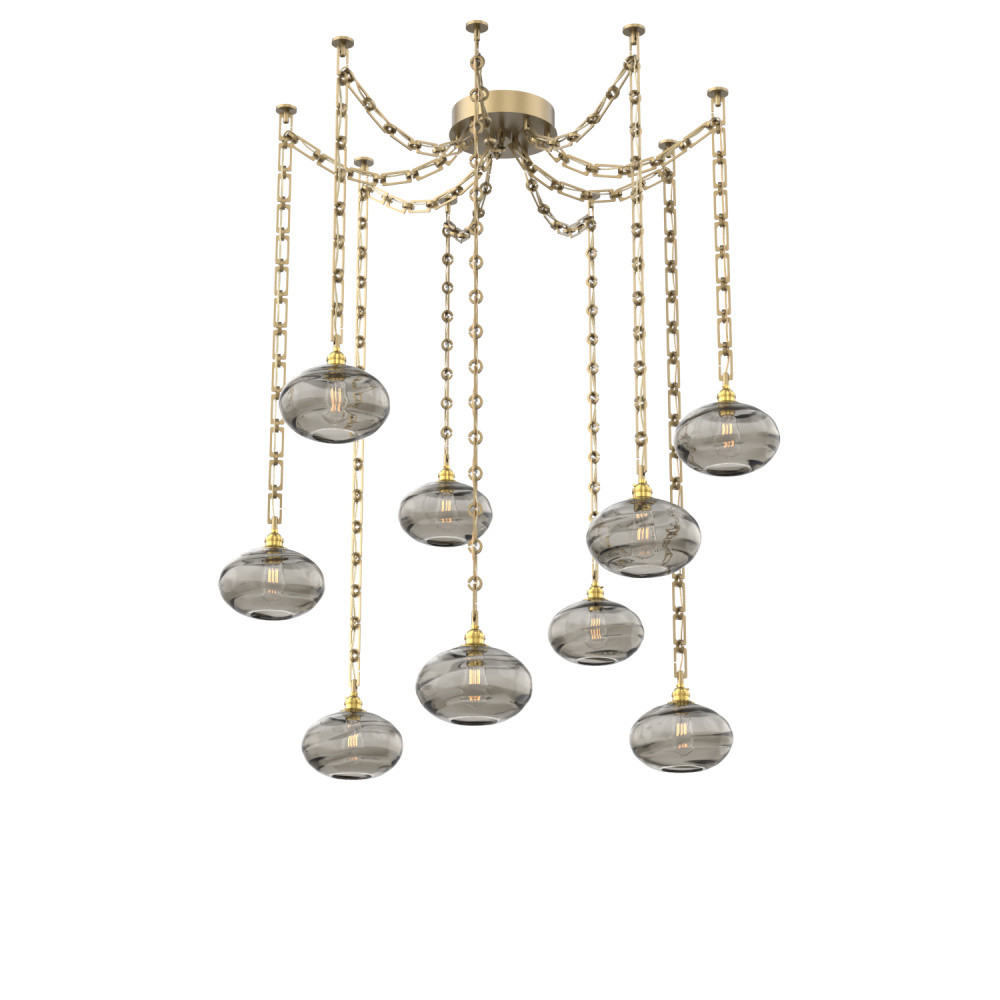 Coppa Multi Light Pendant Multi Port Canopy Gilded Brass