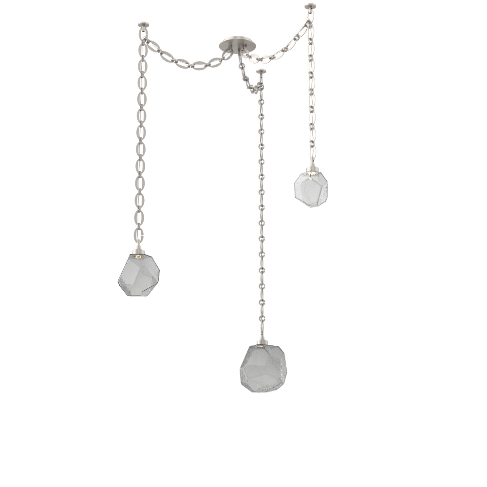Gem Multi Light Pendant Multi Port Canopy Beige Silver