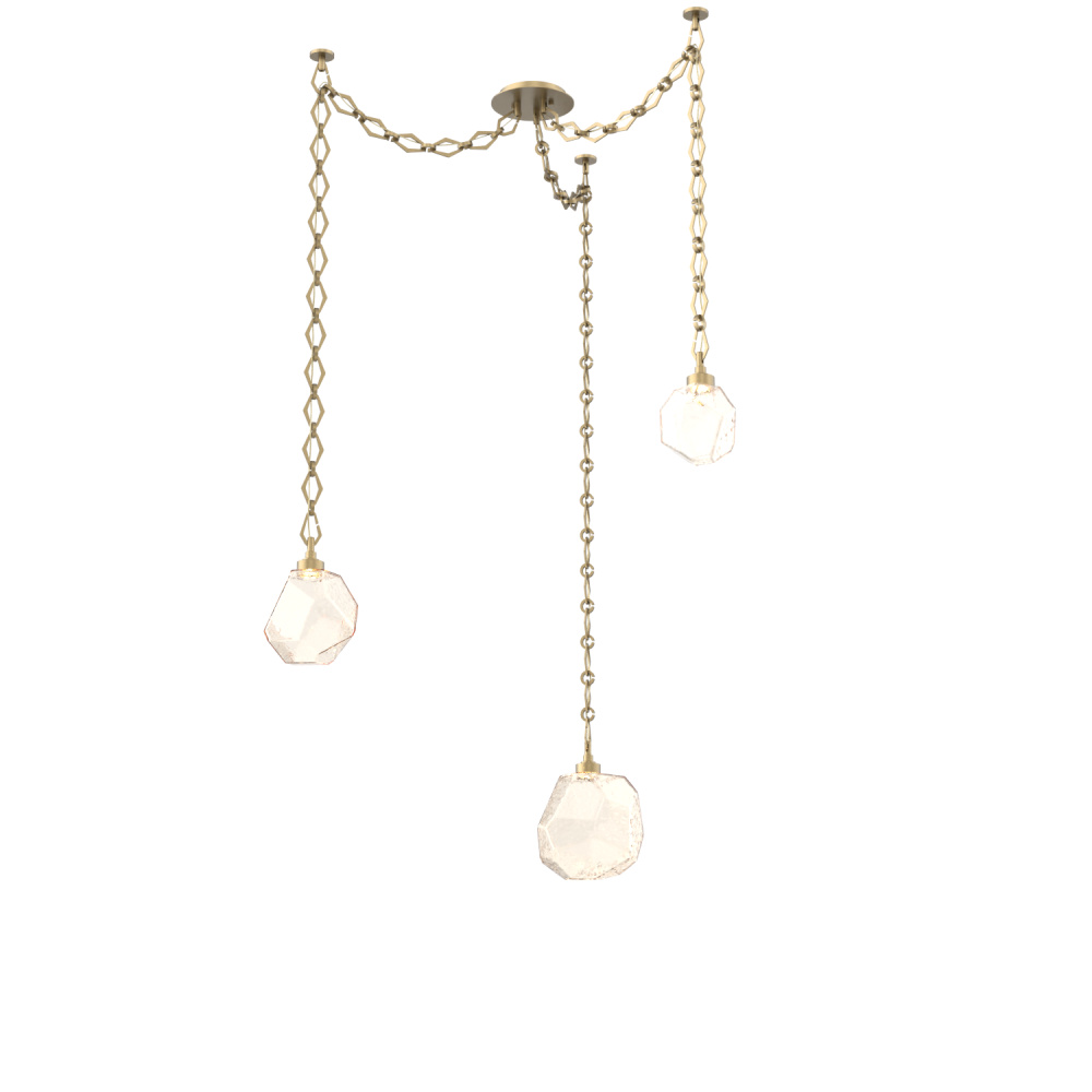 Gem Multi Light Pendant Multi Port Canopy Gilded Brass